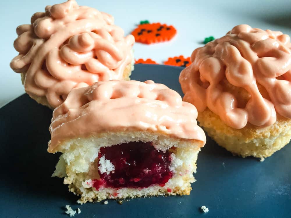 Blødende hjerner - Halloween cup cakes